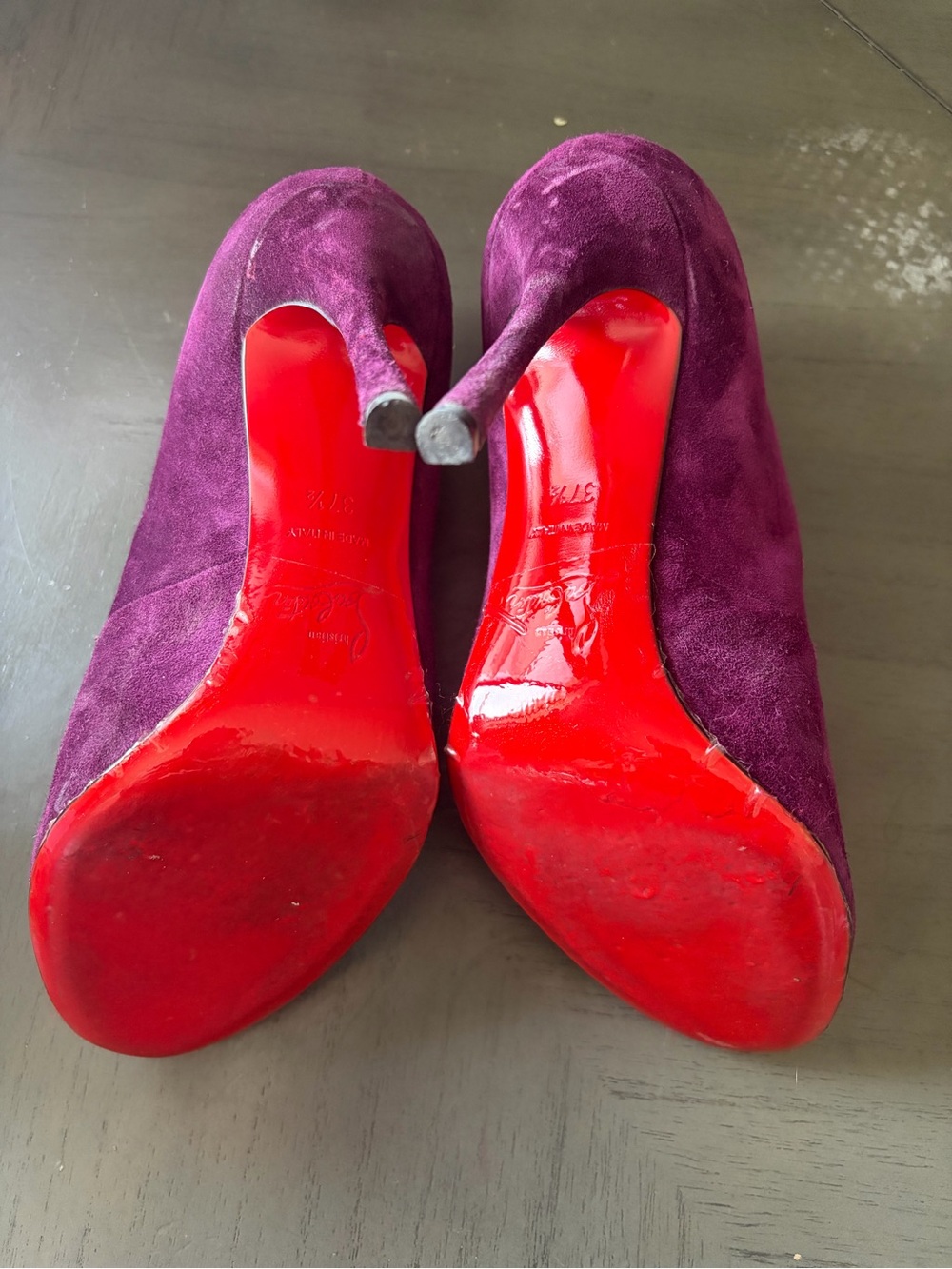 Christian Louboutin Purple Suede Jeweled Lace-Up Booties - Picture 4 of 6